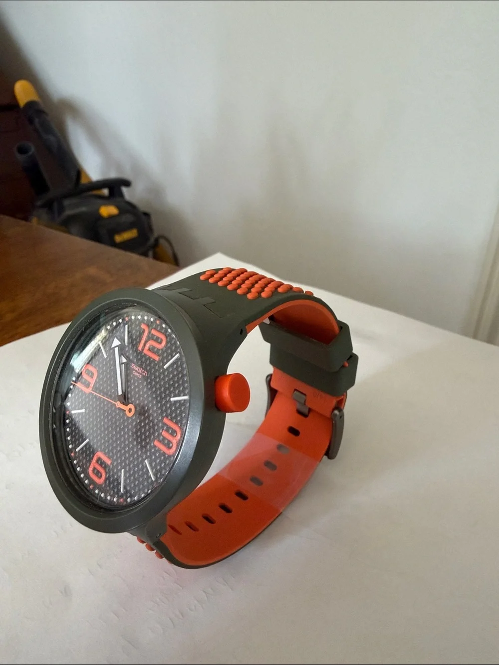 Swatch Black Watch with Orange Accents